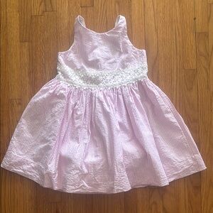 Pink Striped Kids Dress with Lace Waist Ralph Lauren